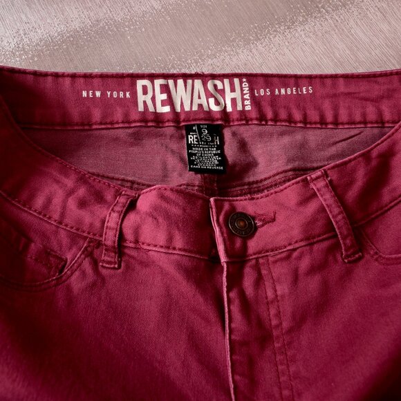New York Rewash Wine Jeans Raw Hem Size 9 - Picture 4 of 6